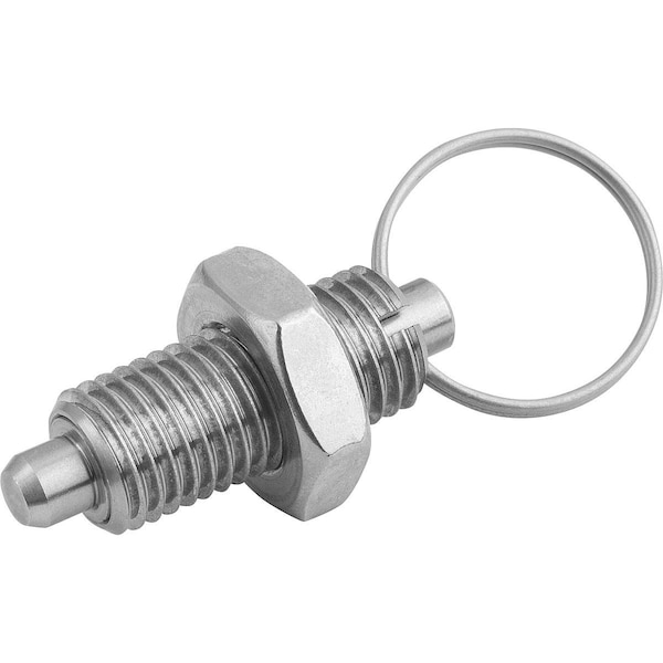 Indexing Plunger Wout Collar Size:2 D1=M12X1, 5, D=6, Form:U W Locknut, Stainless Steel Not Hardened